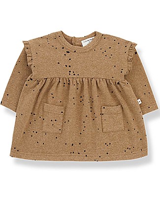 1 + in the family Aitana Long Sleeve Dress with Small Irregular Dots - Brandy Dresses_