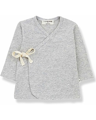 1 + in the family Babette Baby Crossover Top - Grey - Organic Cotton GOTS Long Sleeves Tops