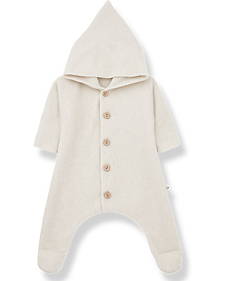 1 + in the family Beate Hooded Babygrow with Feet - Ecru Babygrows