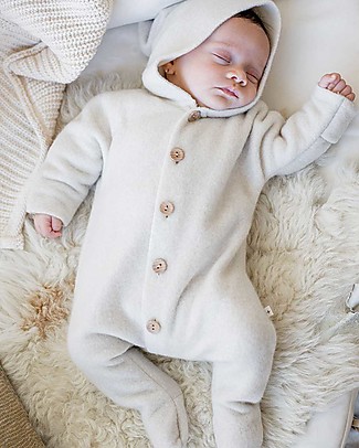 1 + in the family Beate Hooded Babygrow with Feet - Ecru Babygrows