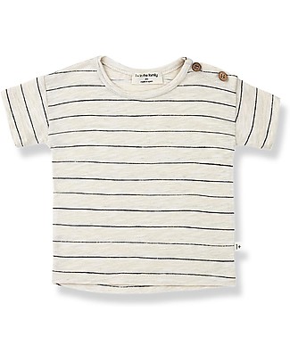 1 + in the family Bernie Striped Slub T-shirt - Bone - 100% Cotton T-shirts