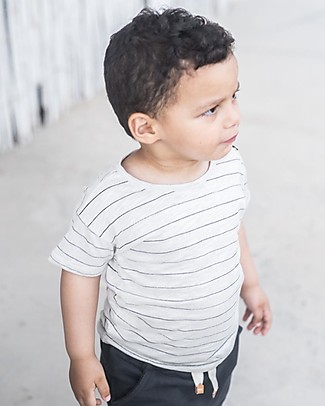 1 + in the family Bernie Striped Slub T-shirt - Bone - 100% Cotton T-shirts