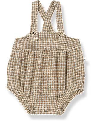 1 + in the family Boris Bloomer - Caramel - Vichy Jacquard Cotton Fleece Dungarees