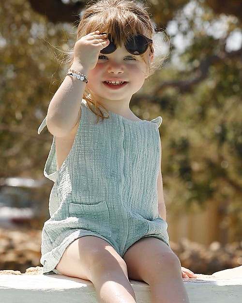 1 + in the family Cesca Romper with Knots - Pool - 100% Cotton Dungarees