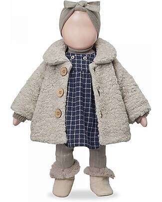 1 + in the family Checked Dress Long Sleeves - Navy Blue - Soft Cotton Fleece Dresses_