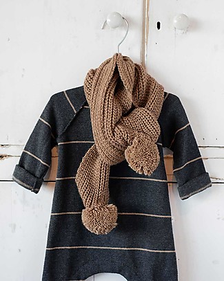 1 + in the family Clyde Baby Knit Scarf with Pompon - Brandy - One Size Scarves