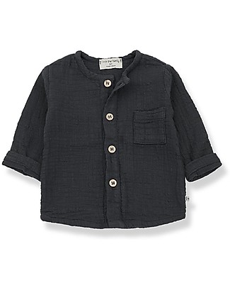 1 + in the family Custo Long Sleeved Shirt - Graphite - 100% Cotton Shirts And Blouses