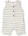 1 + in the family Dan Striped Slub Overall - Bone - 100% Cotton Short Rompers