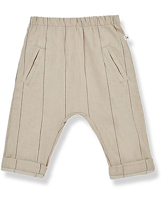 1 + in the family Didac Barre Striped Pants - Beige - Linen and Cotton Trousers