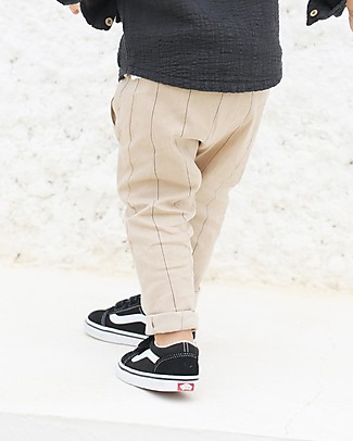 1 + in the family Didac Barre Striped Pants - Beige - Linen and Cotton Trousers