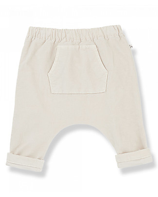 1 + in the family Genis Micro Corduroy Baggy Pants - Alabaster - 100% Organic Cotton Trousers