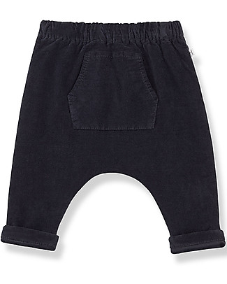 1 + in the family Genis Micro Corduroy Baggy Pants - Charcoal - 100% Organic Cotton Trousers