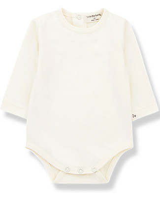 1 + in the family Loane Long Sleeved Bodysuit - Ecru - Elasticated Organic Cotton GOTS Long Sleeves Bodies