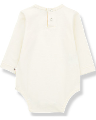 1 + in the family Loane Long Sleeved Bodysuit - Ecru - Elasticated Organic Cotton GOTS Long Sleeves Bodies