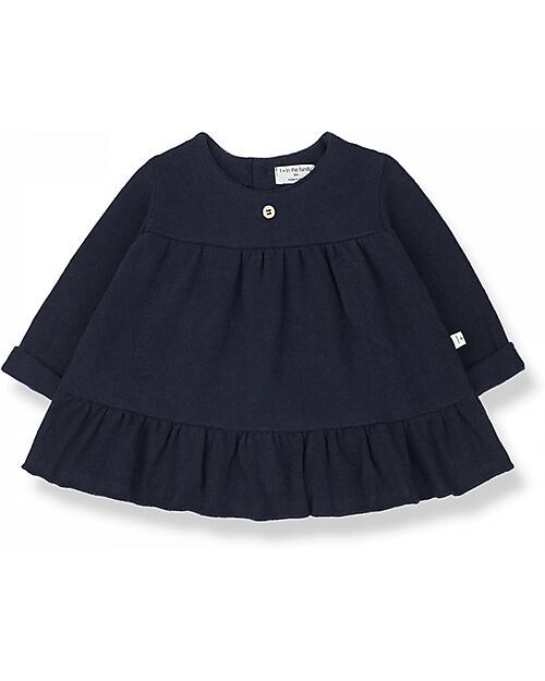 1 + in the family Long Sleeves Dress - Navy Blue - Soft Recycled Fleece Dresses_