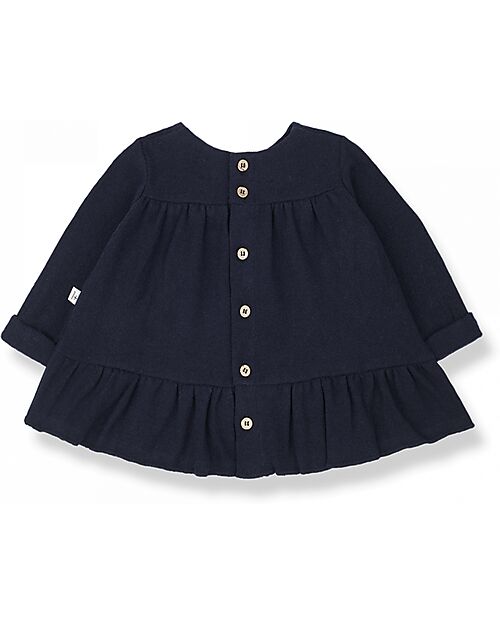 1 + in the family Long Sleeves Dress - Navy Blue - Soft Recycled Fleece Dresses_