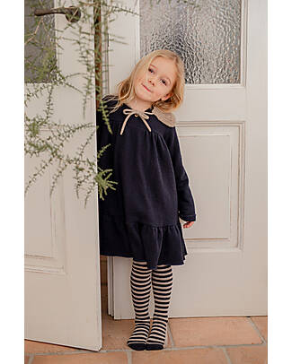 1 + in the family Long Sleeves Dress - Navy Blue - Soft Recycled Fleece Dresses_