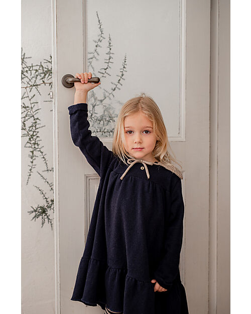 1 + in the family Long Sleeves Dress - Navy Blue - Soft Recycled Fleece Dresses_
