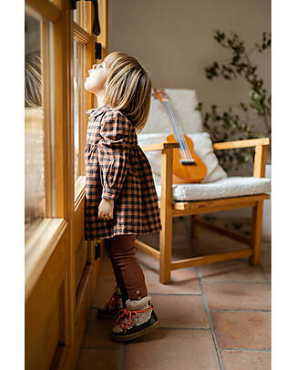 1 + in the family Long Sleeves Dress - Pumpkin - 100% Cotton Flannel Dresses_