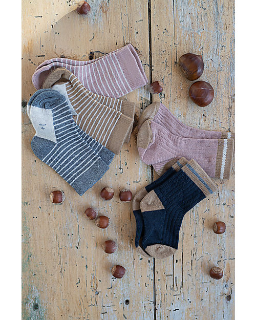 1 + in the family Mei Socks - Navy Blue - Ribbed Stretch Cotton Socks