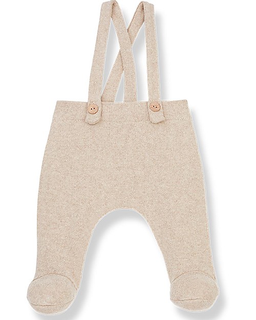 1 + in the family Remi Baby Overall with Feet - Cream - Super Soft Dungarees
