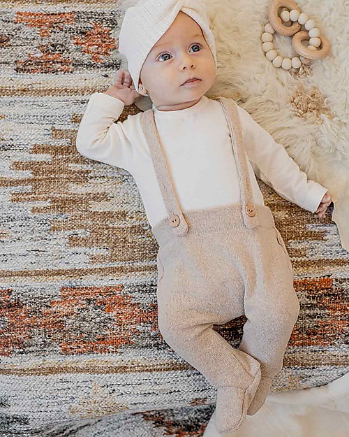 1 + in the family Remi Baby Overall with Feet - Cream - Super Soft Dungarees