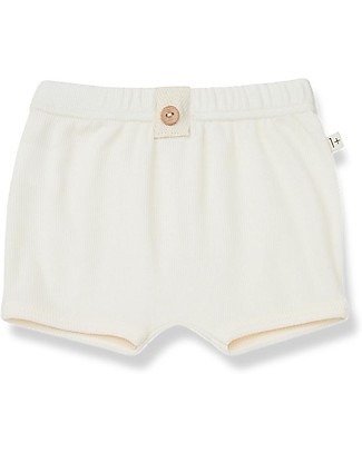 1 + in the family Sebastian Light Rib Bloomers - Ecru - Elasticated Cotton Shorts
