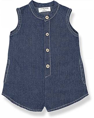 1 + in the family Short Overall - Dark Denim - 100% Cotton Short Rompers