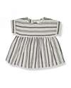 1 + in the family Short Sleeved Striped Dress - Off White and Blue - Cotton Dresses_