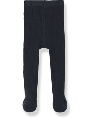 1 + in the family Sira Footed Tights - Navy Blue - Ribbed Stretch Cotton Tights