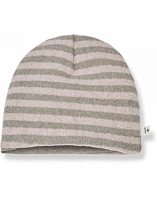 1 + in the family Striped Beanie - Nude Taupe - Soft Recycled Fleece Newborn Hats