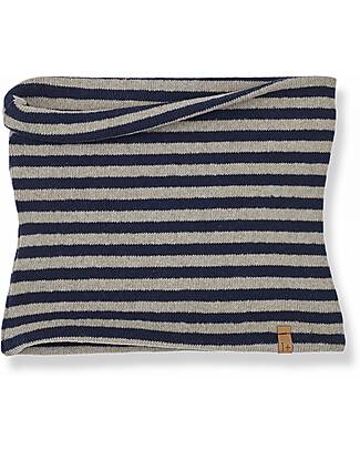 1 + in the family Striped Tube Scarf - Navy Taupe - Soft Recycled Fleece Scarves