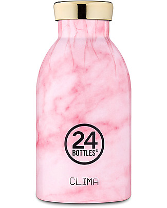 24Bottles Thermal Stainless Steel Clima Bottle, 330 ml - Marble Pink Metal Bottles