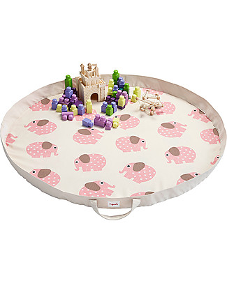 3 Sprouts 2-in-1 Play Mat Bag 100% Cotton Canvas, Elephant - 112 cm diameter Playmats
