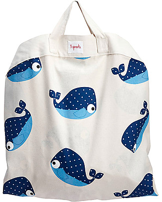 3 Sprouts 2-in-1 Play Mat Bag 100% Cotton Canvas, Whale - 112 cm diameter Storage Bag and Playmat