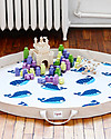 3 Sprouts 2-in-1 Play Mat Bag 100% Cotton Canvas, Whale - 112 cm diameter Storage Bag and Playmat