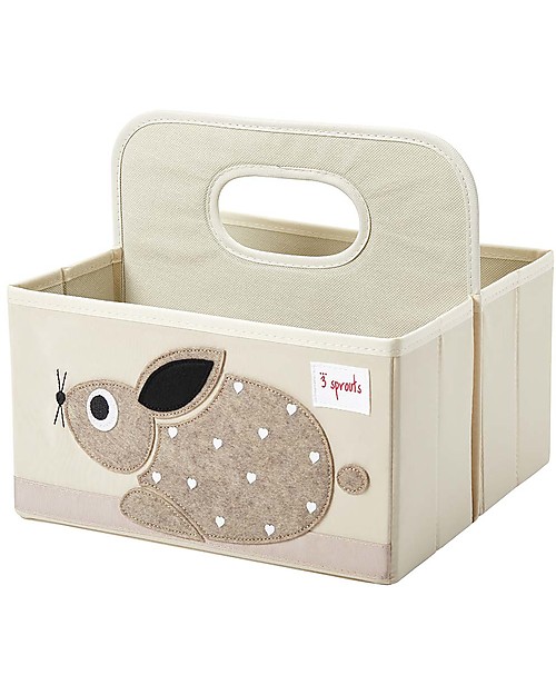 3 Sprouts Diaper Caddy - Beige Rabbit - Cotton Canvas Storage organisers