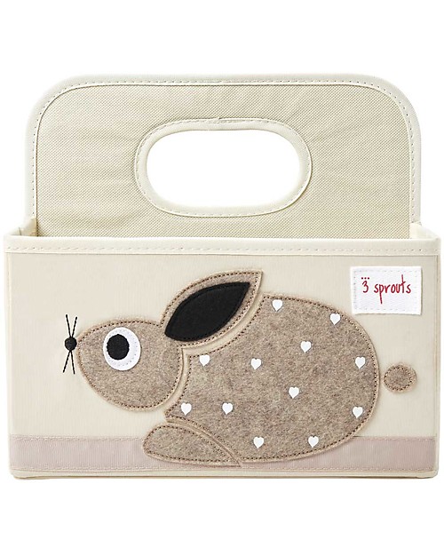 3 Sprouts Diaper Caddy - Beige Rabbit - Cotton Canvas Storage organisers