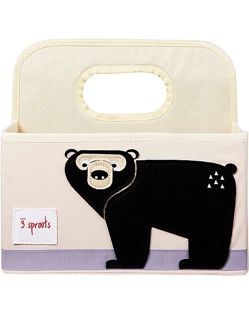 3 Sprouts Diaper Caddy - Black Bear - Cotton canvas Storage organisers