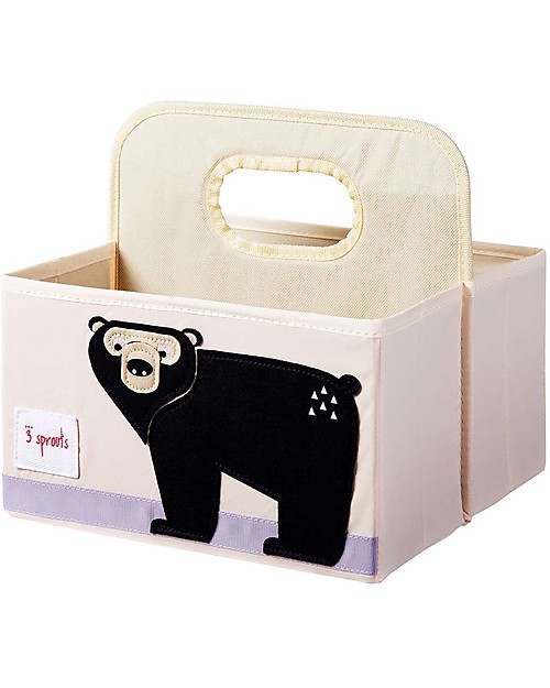 3 Sprouts Diaper Caddy - Black Bear - Cotton canvas Storage organisers