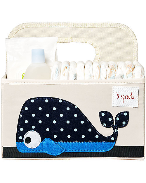 3 Sprouts Diaper Caddy - Blue Whale - Cotton canvas Storage organisers