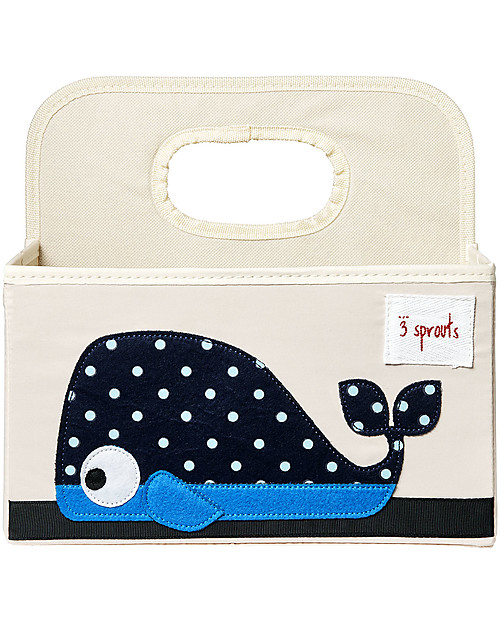 3 Sprouts Diaper Caddy - Blue Whale - Cotton canvas Storage organisers