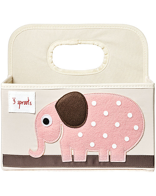 3 Sprouts Diaper Caddy - Pink Elephant - Cotton canvas Storage organisers