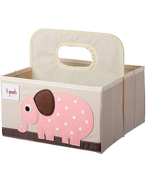 3 Sprouts Diaper Caddy - Pink Elephant - Cotton canvas Storage organisers