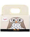 3 Sprouts Diaper Caddy - White Owl - Cotton canvas Storage organisers