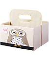 3 Sprouts Diaper Caddy - White Owl - Cotton canvas Storage organisers