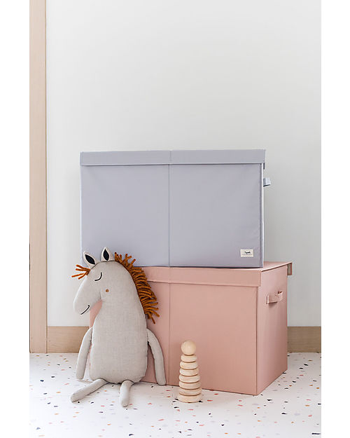 3 Sprouts Folding Toy Chest - Clay - 100% Recycled Polyester - 62x38x38cm Toy Storage Boxes
