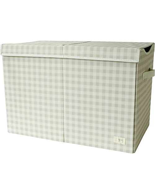 3 Sprouts Folding Toy Chest - Gingham Beige - 100% Recycled Polyester - 62x38x38cm Toy Storage Boxes