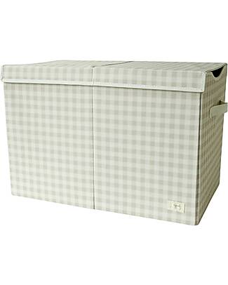 3 Sprouts Folding Toy Chest - Gingham Beige - 100% Recycled Polyester - 62x38x38cm Toy Storage Boxes