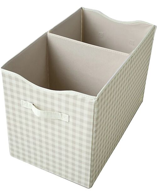 3 Sprouts Folding Toy Chest - Gingham Beige - 100% Recycled Polyester - 62x38x38cm Toy Storage Boxes
